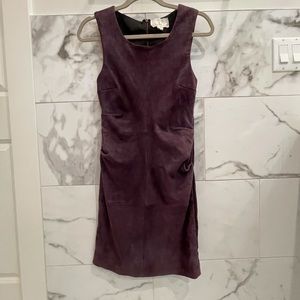 Nicole Miller atelier ruched suede slimming dress